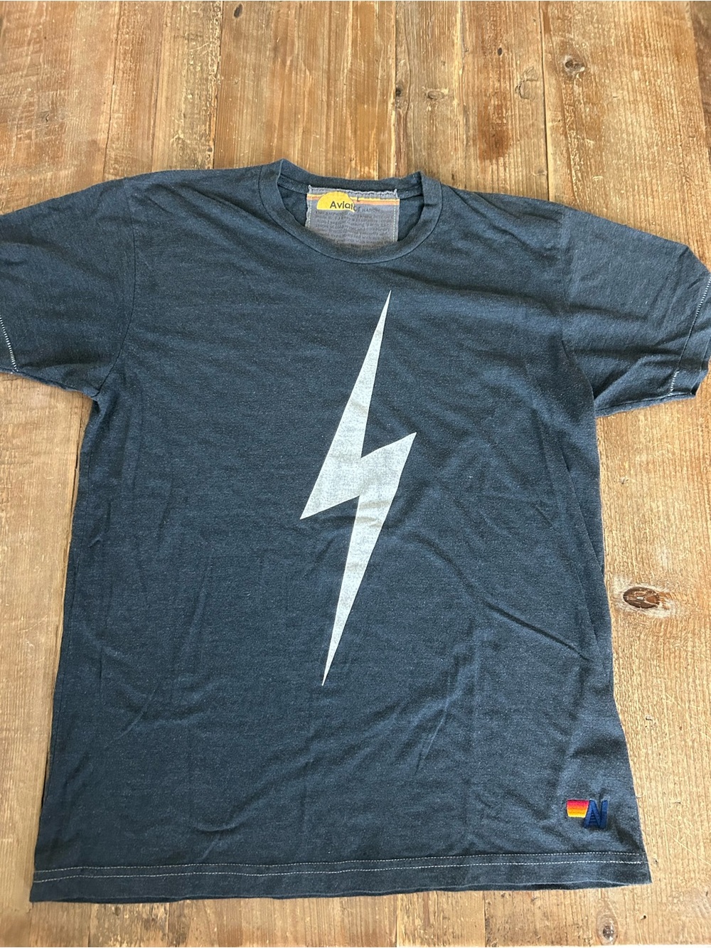 AVIATOR NATION Tee Lightning Bolt Graphic T-Shirt Large
